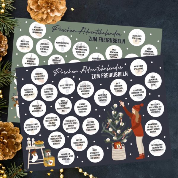 Adventskalender zum Freirubbeln – Aufgaben Paare