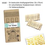 24 bedruckte Adventskalender Tüten – Häuser zum Ausmalen – Bild 2