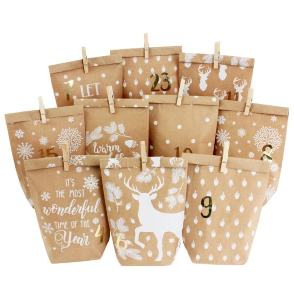 Adventskalender bedruckte T&uuml;ten - weiss