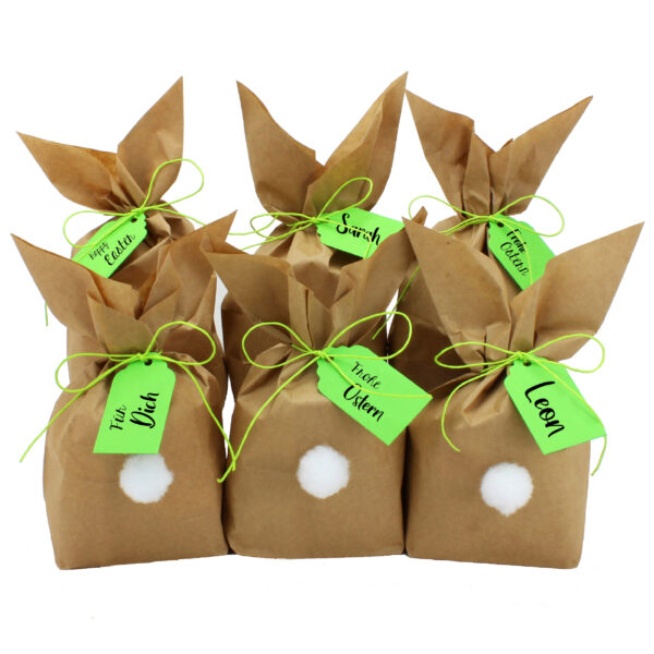 Osterhasen - Tüten mit Pompom - grüne Farbe