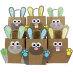 Grosse DIY Osterhasen mit grossen Tüten - grün blau gelb