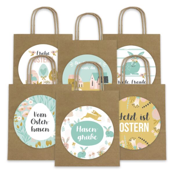 XXL Ostertüten Henkel - braun - Frühling Türkis Set 11