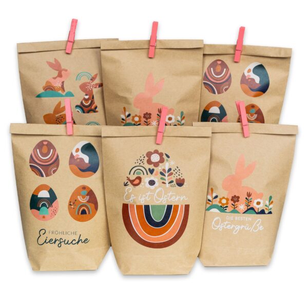 12 Geschenktüten zu Ostern - 14x22 Boho - Set 6