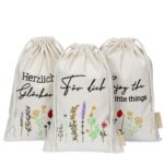 Ostern Leinensäckchen - 3er - Blümchen - Set 4