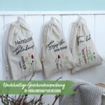 Ostern Leinensäckchen - 3er - Blümchen - Set 4 – Bild 3