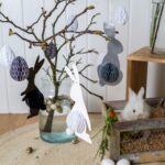 3 Osterhasen mit Seidenpapier  weiß schwarz grau - Set 04 – Bild 3