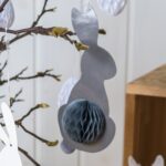 3 Osterhasen mit Seidenpapier  weiß schwarz grau - Set 04 – Bild 6