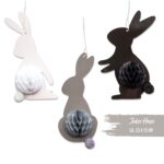 3 Osterhasen mit Seidenpapier  weiß schwarz grau - Set 04 – Bild 7