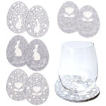 8 Osterglasuntersetzer Filzeier grau weiss - Set 03