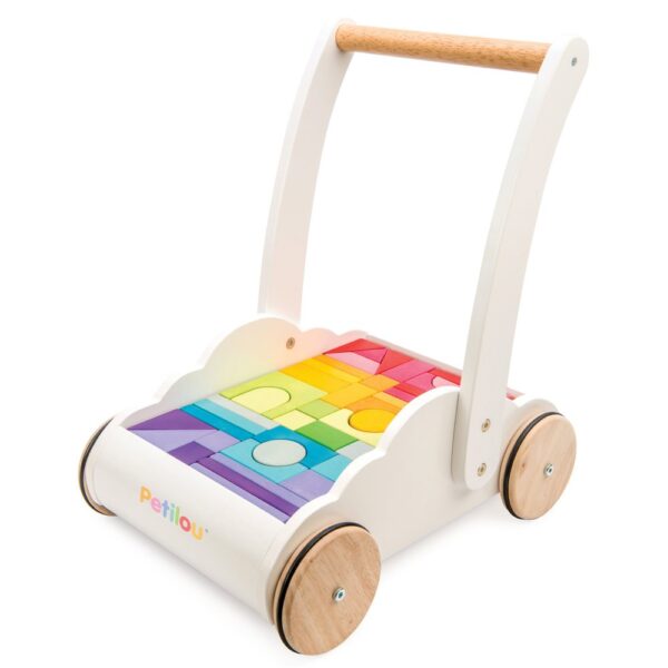 Lauflernwagen mit Klötzen in Regenbogenfarben