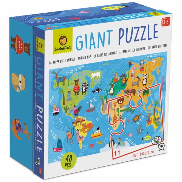 Giant Puzzle - Weltkarte der Tiere (48 Teile)