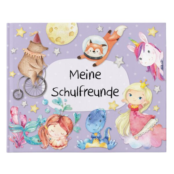 Freundebuch - Meine Schulfreunde - Design 1 - lila Cover