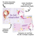 12 Einladungskarten zum Geburtstag – Fee und Einhorn – Bild 2
