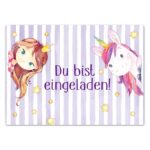 12 Einladungskarten zum Geburtstag – Fee und Einhorn – Bild 3