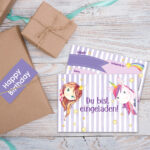 12 Einladungskarten zum Geburtstag – Fee und Einhorn – Bild 5