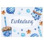 12 Einladungskarten zum Geburtstag – Törtchen blau – Bild 3