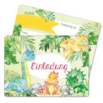 12 Einladungskarten zum Geburtstag – Dinos