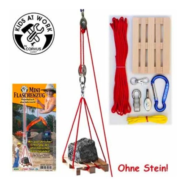 Mini Flaschenzug mit Palette