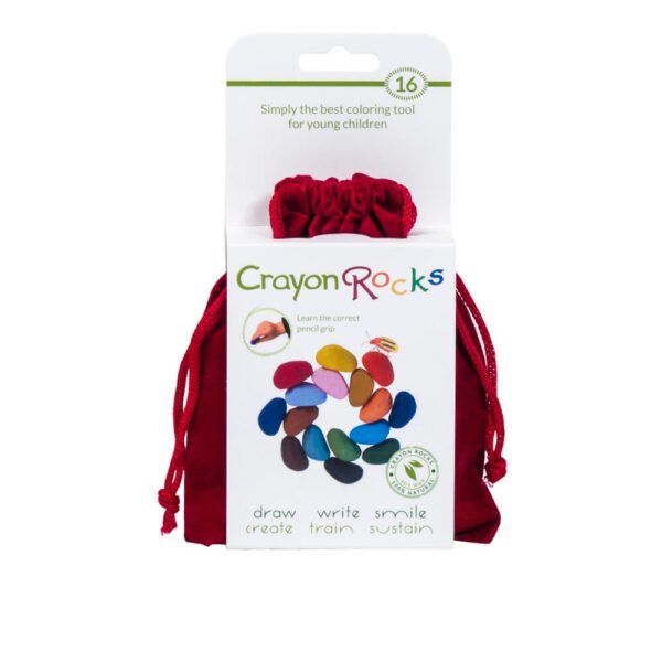 Crayon Rocks in rotem Samtbeutel (16 Farben)