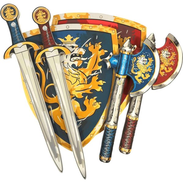 Liontouch&reg; Edler Ritter Spielzeugschwerter, Schilde & &Auml;xte, Blau & Rot