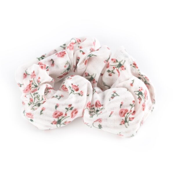 Busy Lizzie - Scrunchie - Weiß mit pinken Blumen