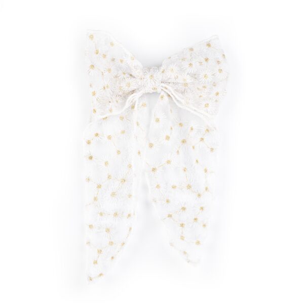 Busy Lizzie - Haarspange - Schleife - Organza - Gänseblümchen - Weiss