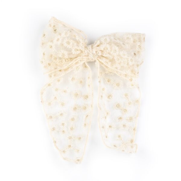 Busy Lizzie - Haarspange - Schleife - Organza - Gänseblümchen - Creme