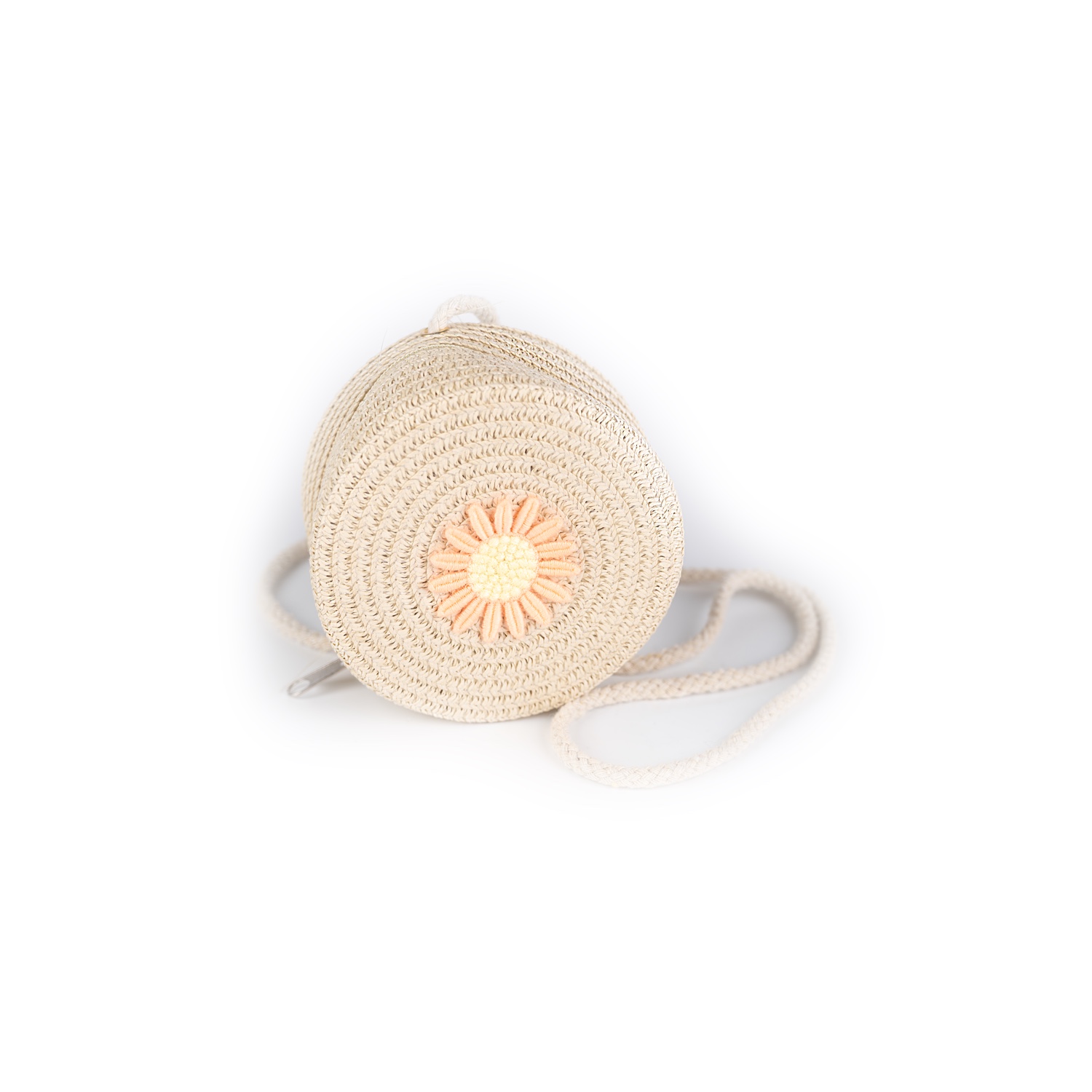 Busy Lizzie - Strohtasche - Rund - Beige - Blume