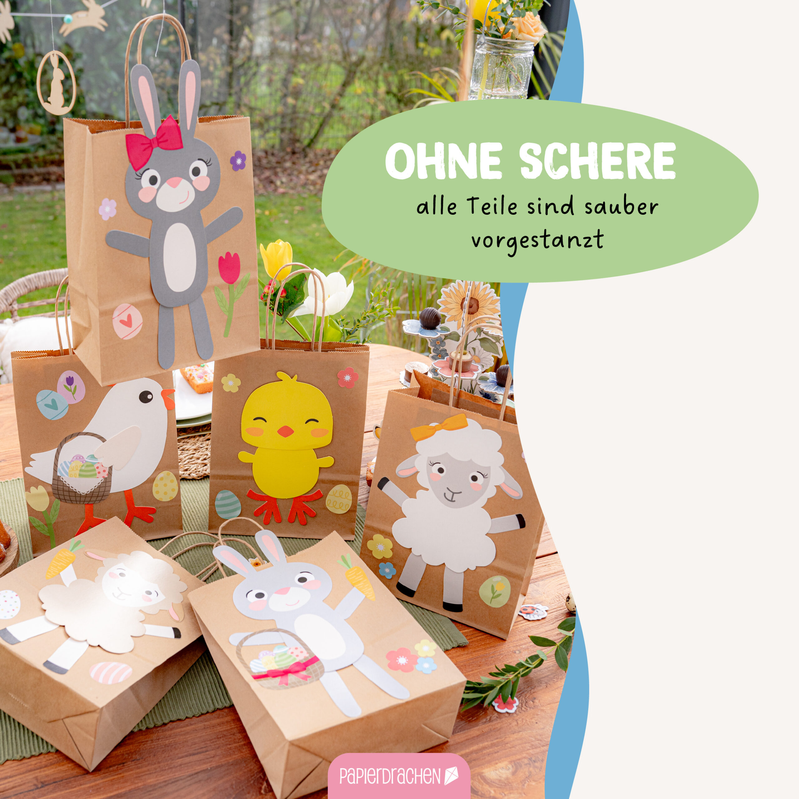 XXL Ostertüten Henkel 9 - Mix Hase Schaf Huhn – Bild 3