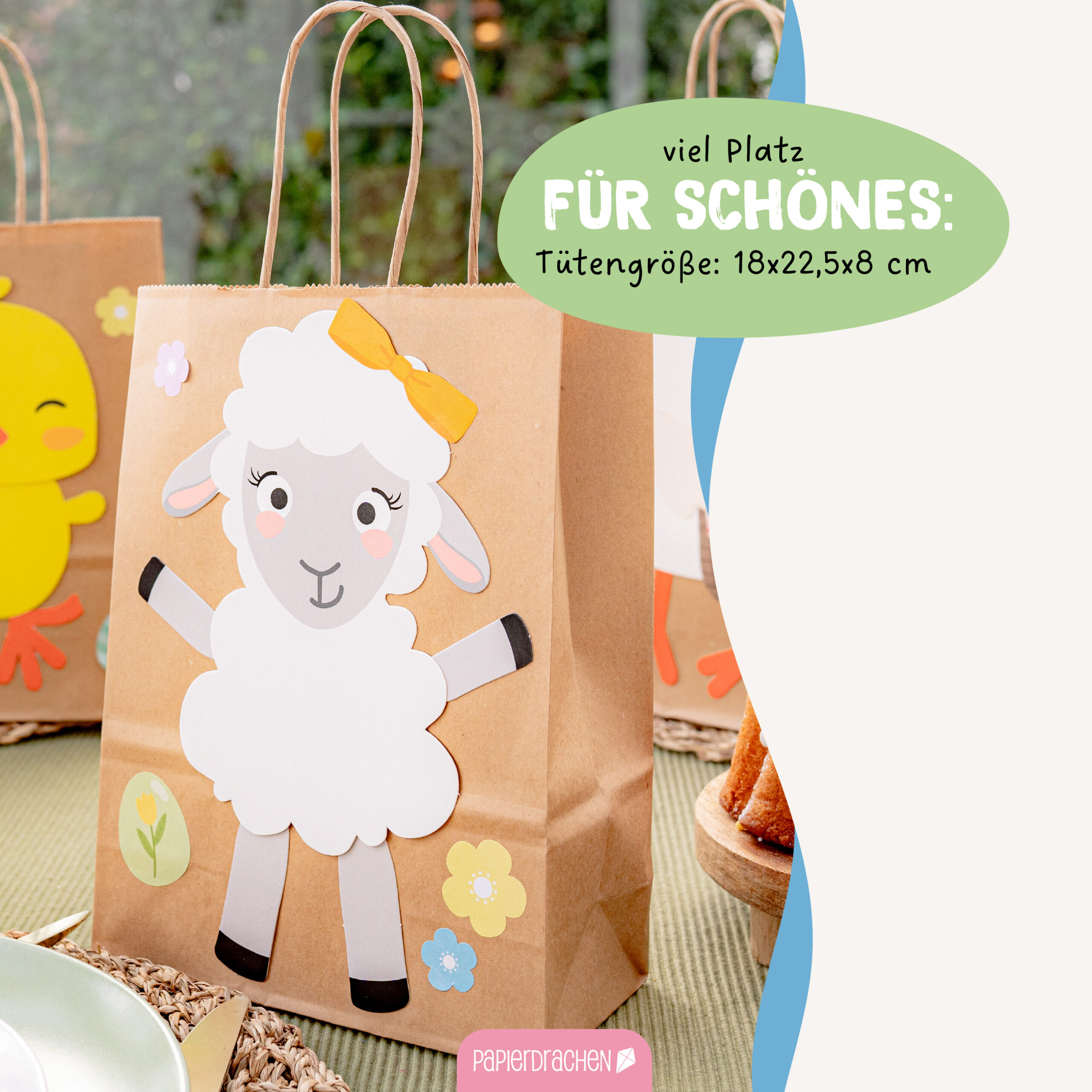 XXL Ostertüten Henkel 9 - Mix Hase Schaf Huhn – Bild 4