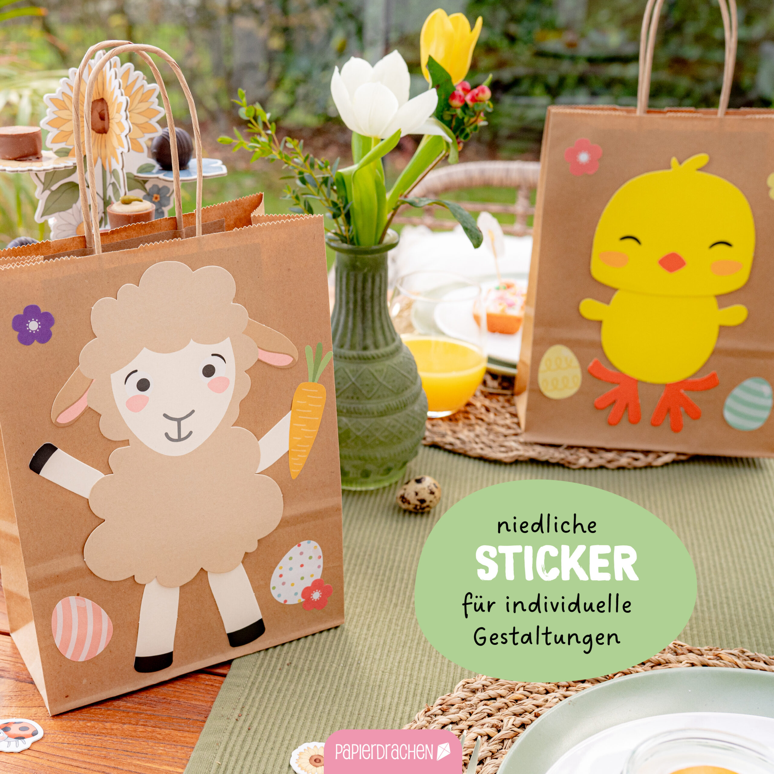 XXL Ostertüten Henkel 9 - Mix Hase Schaf Huhn – Bild 5