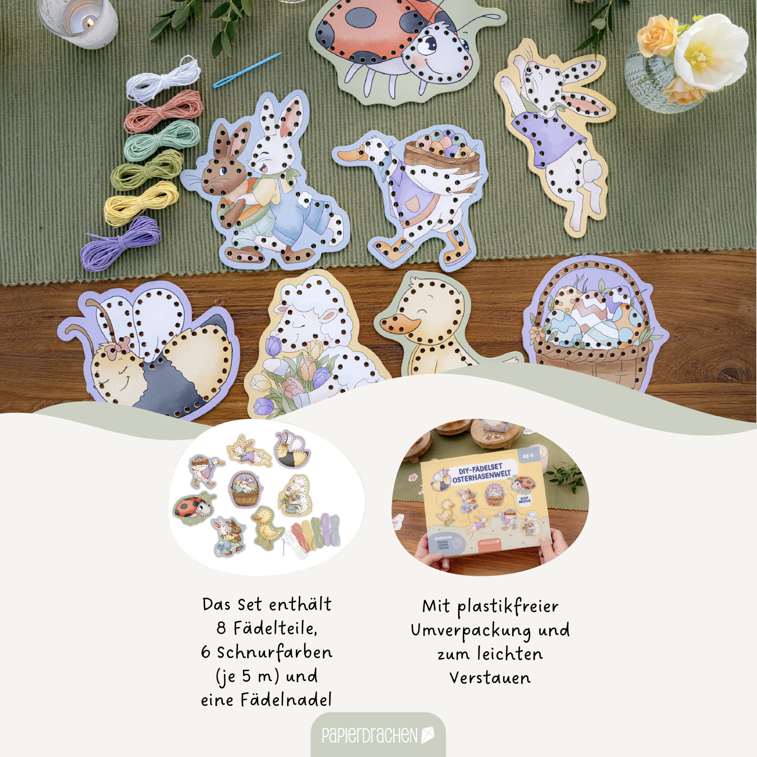 Fädelset Pappe Osterhasenwelt – Bild 2