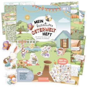 Mein kreatives Osterwelt Heft - Malen, Rätseln, Stickern