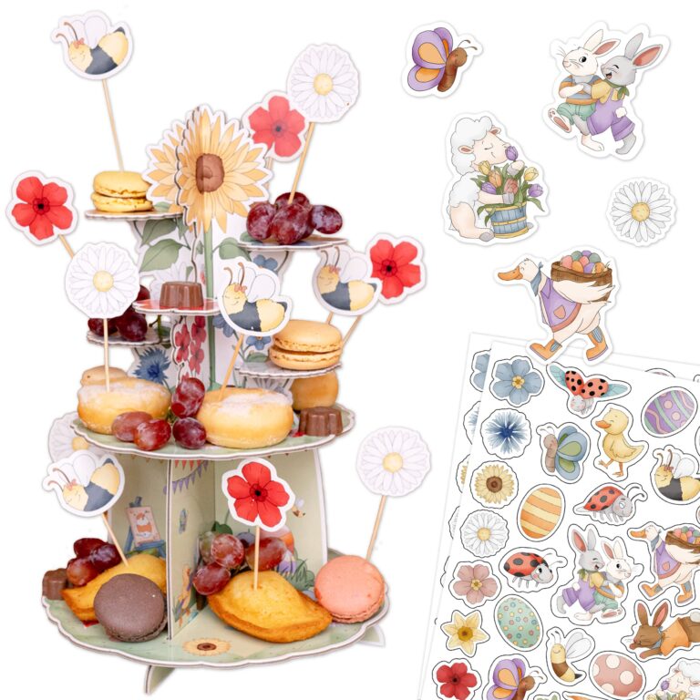 Kuchen Etagere inkl. Tischkonfetti & Muffinstecker - Ostern
