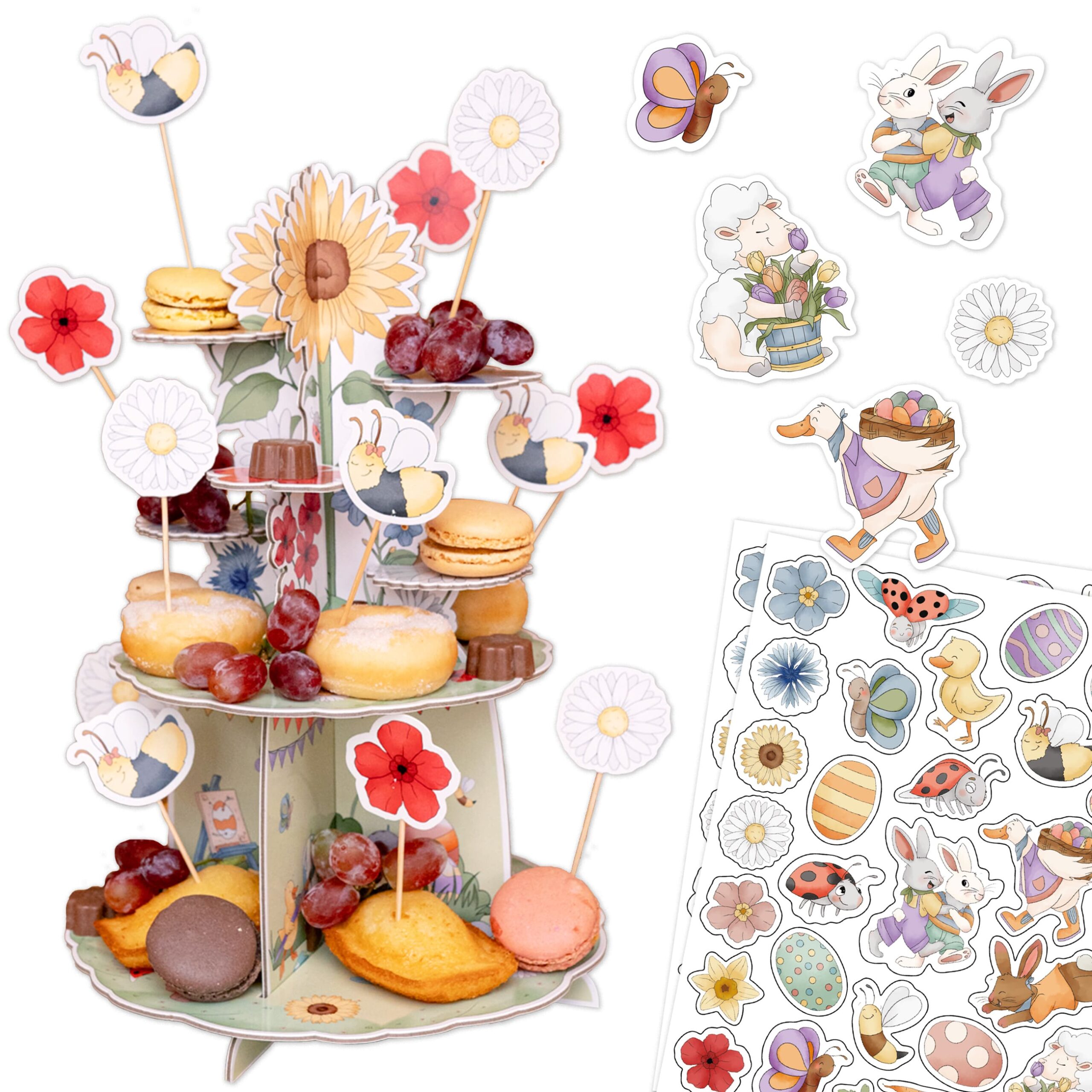 Kuchen Etagere inkl. Tischkonfetti & Muffinstecker - Ostern Kuchen Etagere inkl. Tischkonfetti & Muffinstecker - Ostern