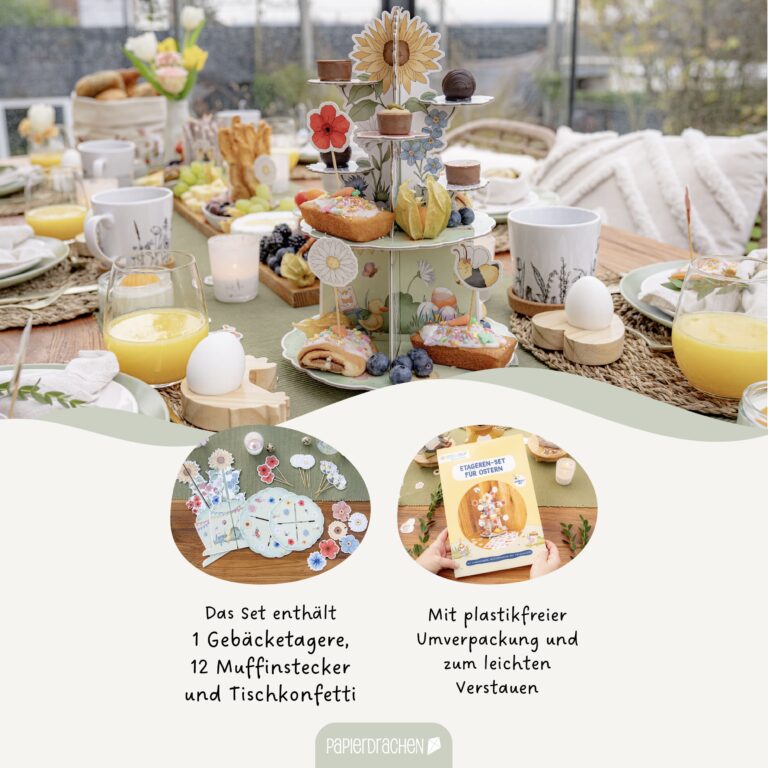 Kuchen Etagere inkl. Tischkonfetti & Muffinstecker - Ostern