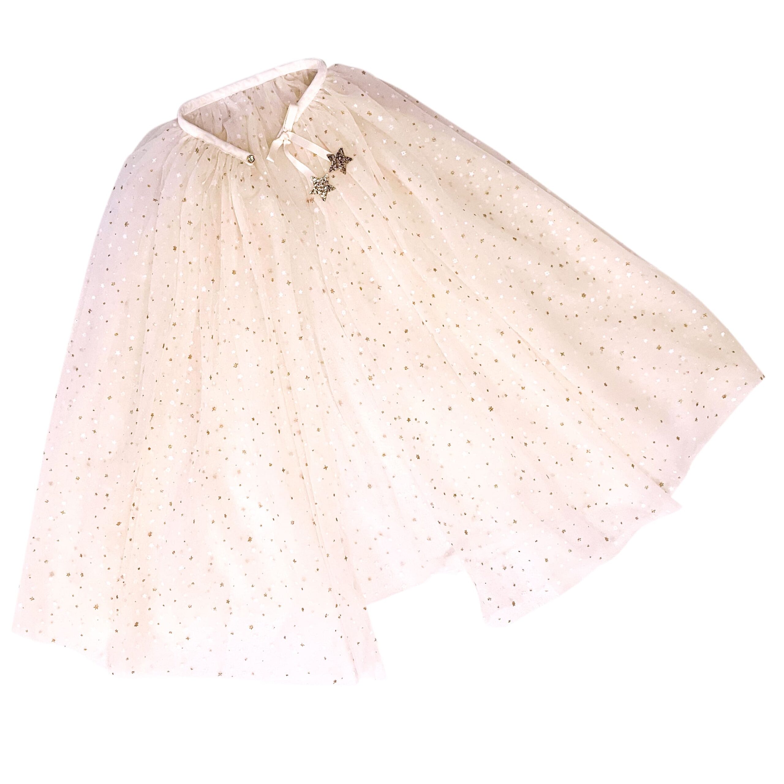 Tüll Cape mit Glitzer – beige