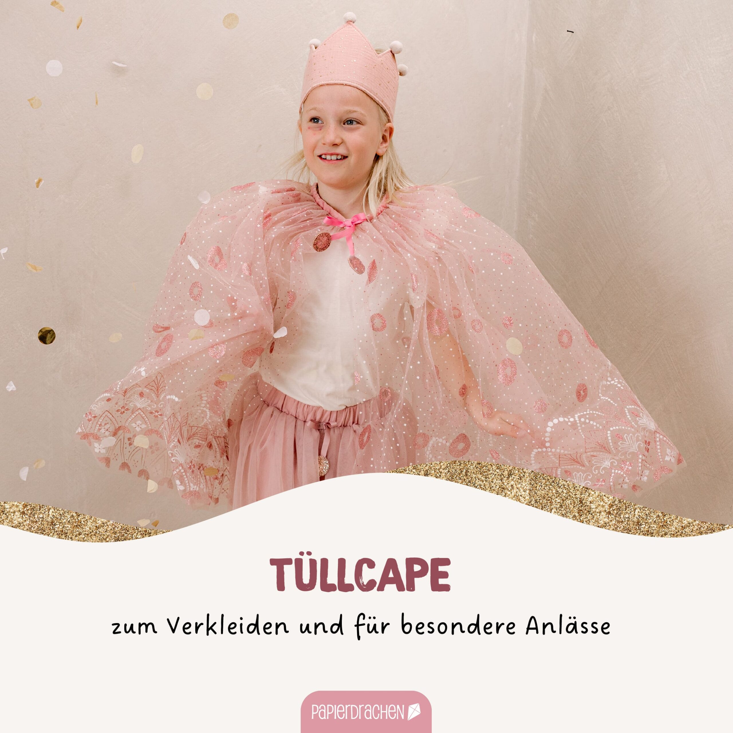Tüll Cape mit Glitzer – rosa – Bild 2