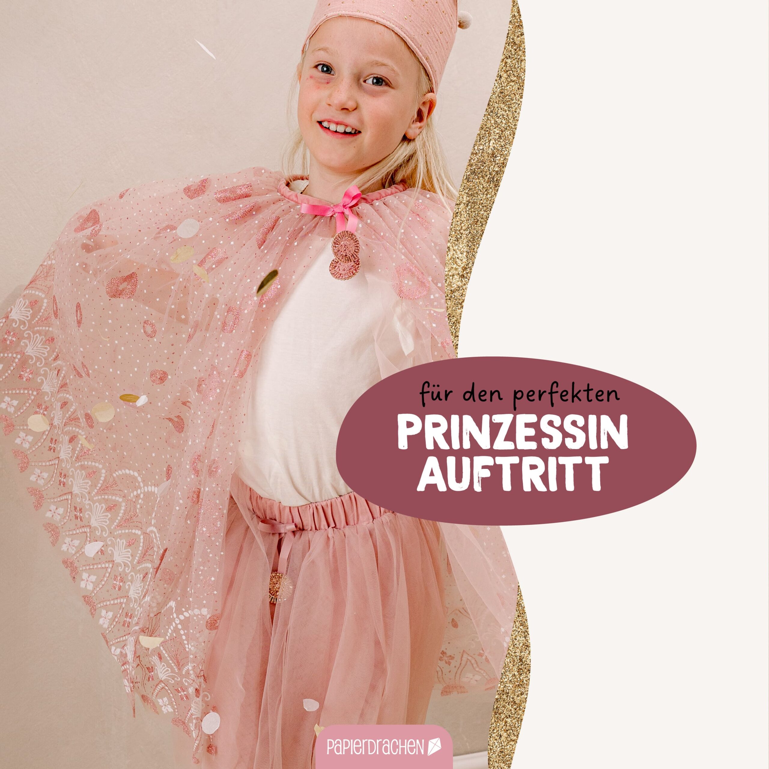 Tüll Cape mit Glitzer – rosa – Bild 4