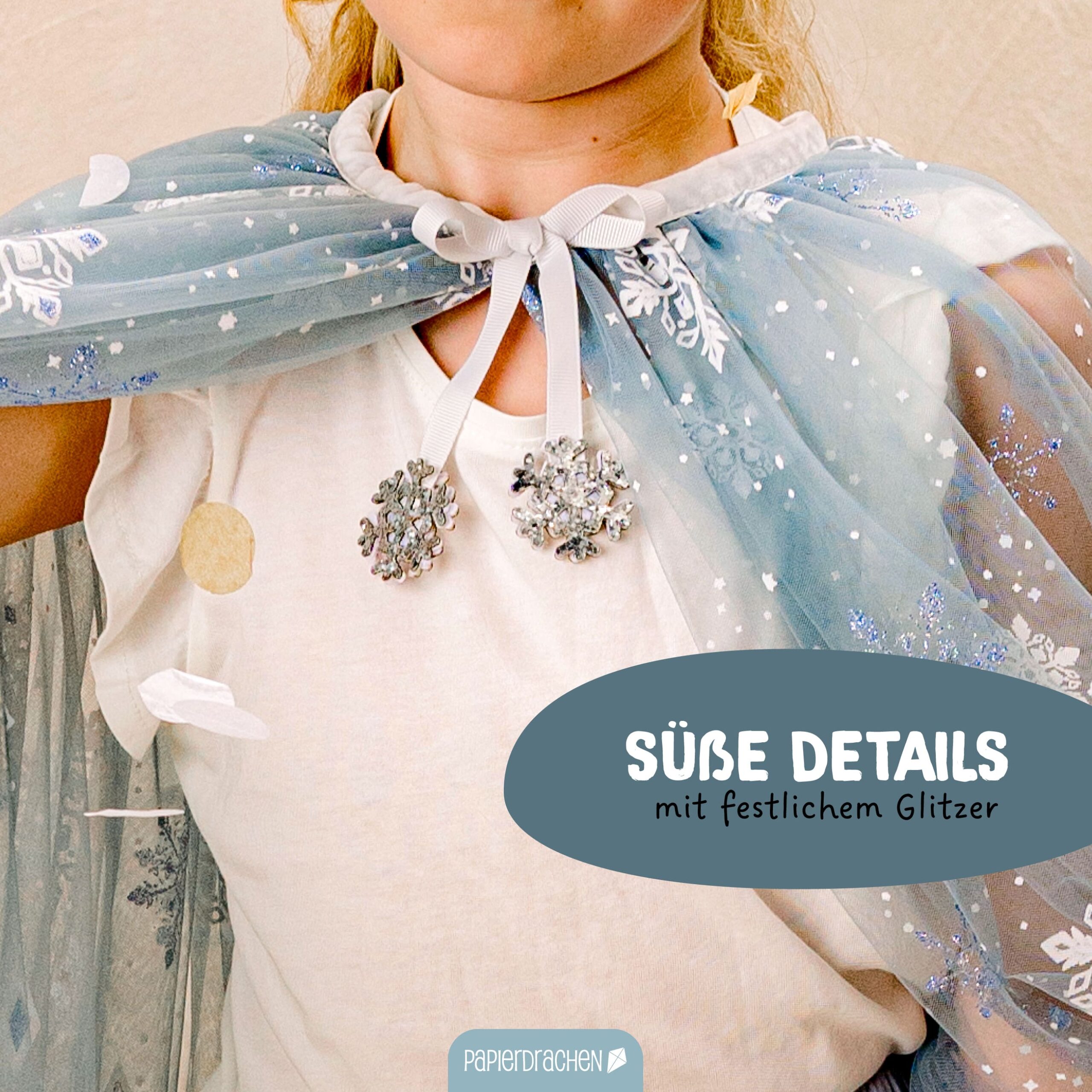 Tüll Cape mit Glitzer – hellblau – Bild 3