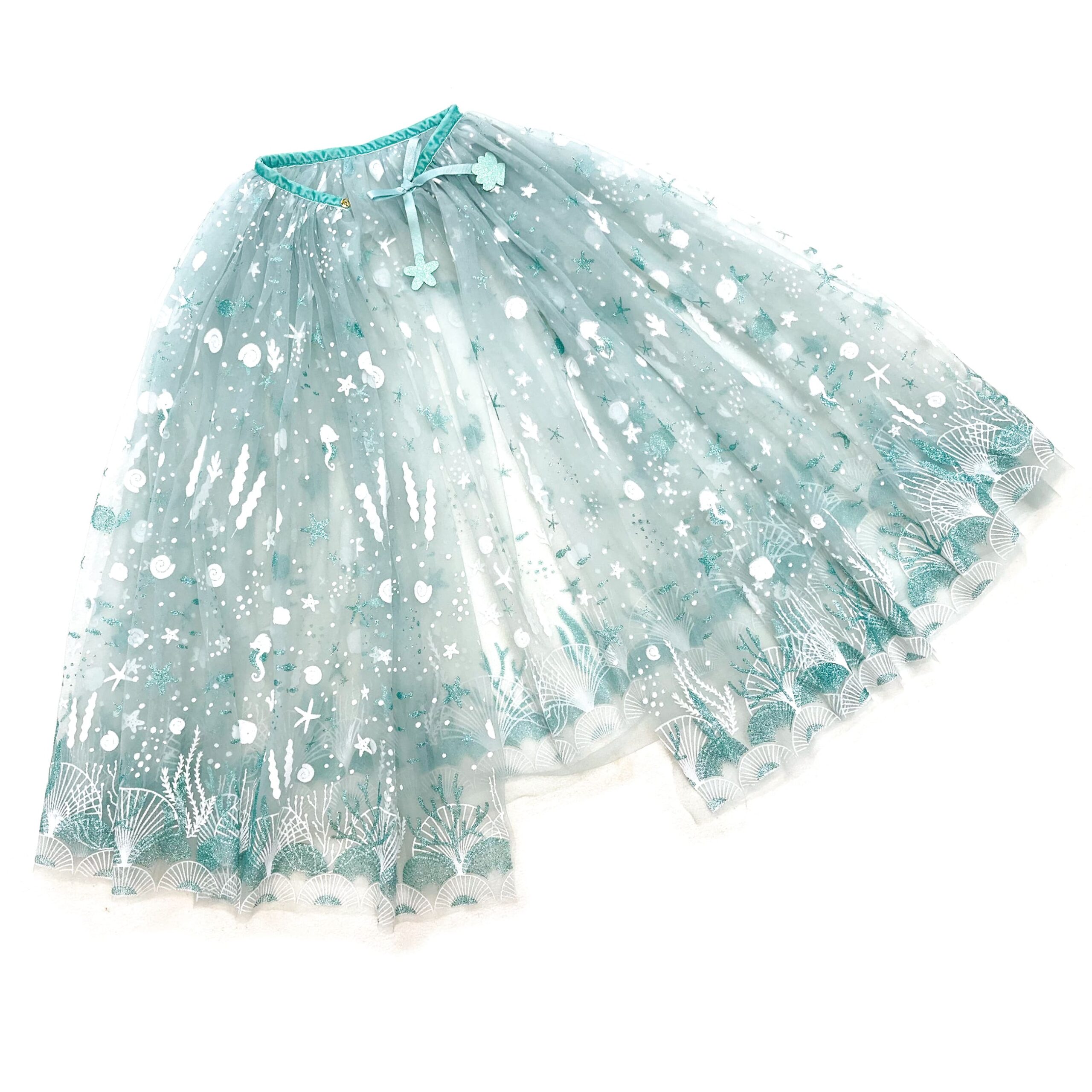 Tüll Cape mit Glitzer – mint