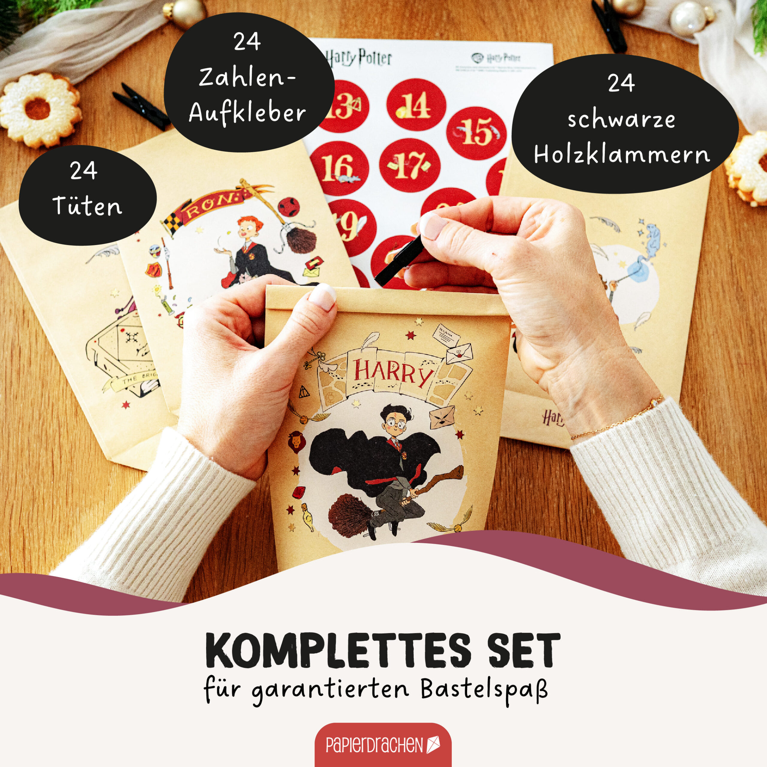 Adventskalender Tüten – Harry Potter Packpapier – Bild 3