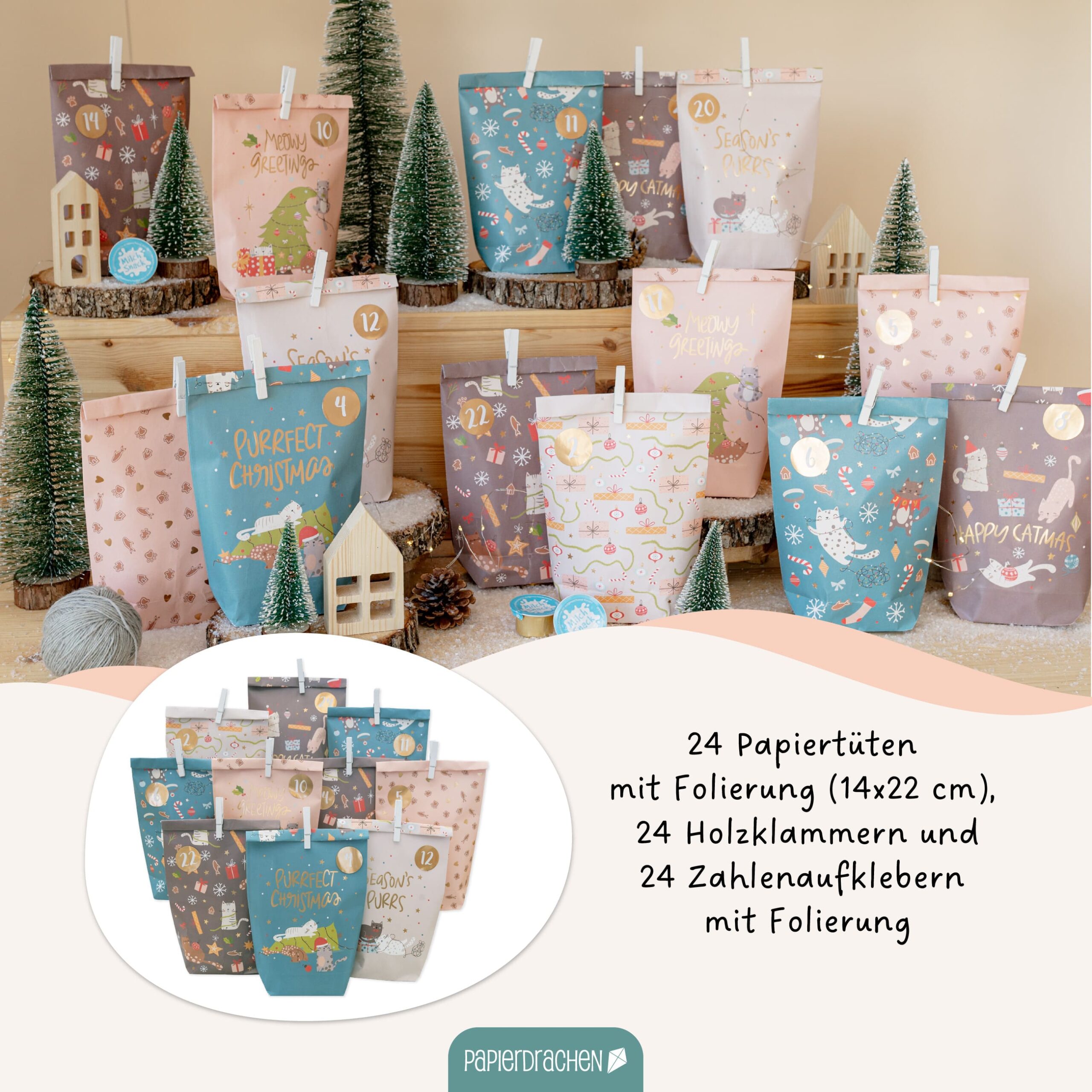 Adventskalender Tüten – Katzen – Bild 2