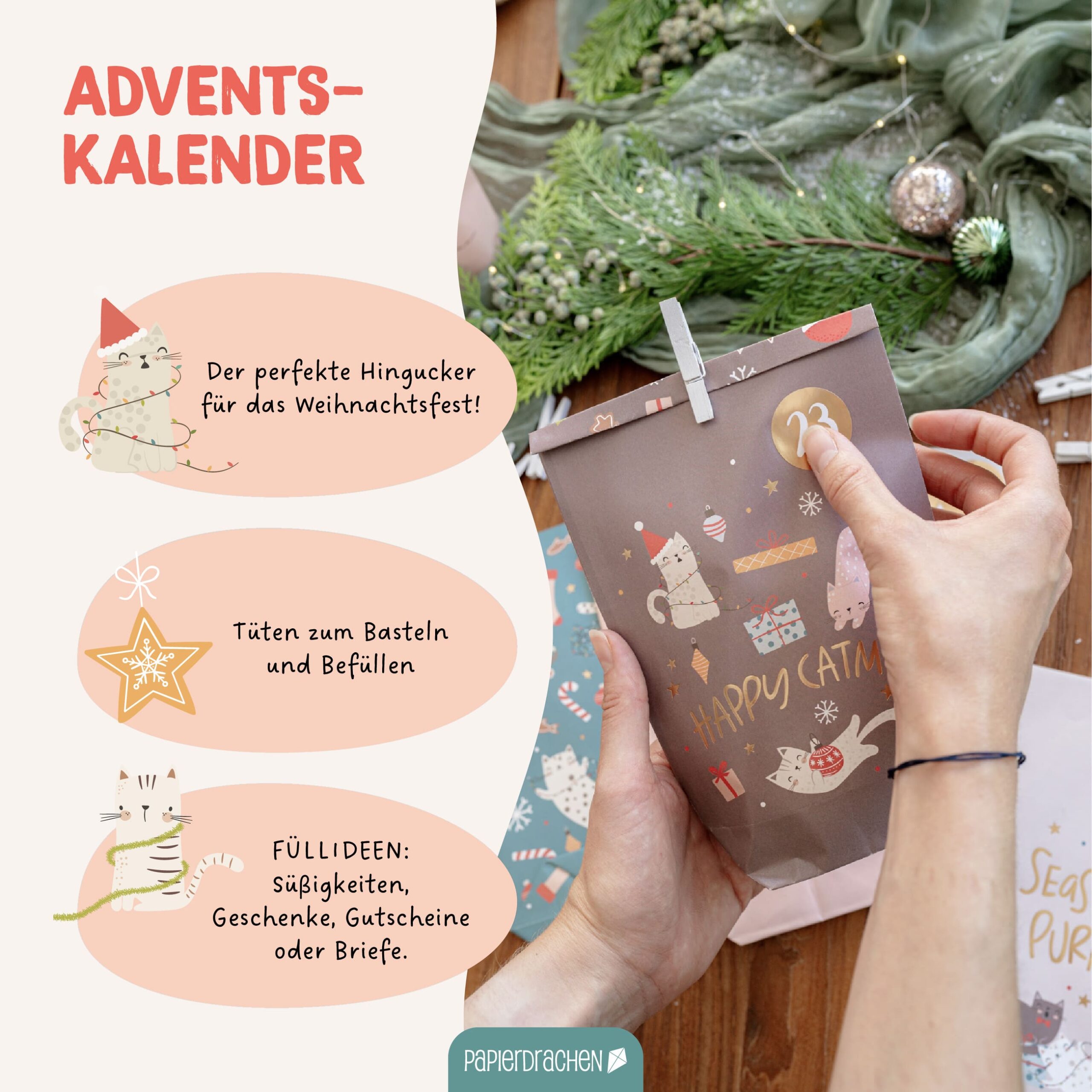 Adventskalender Tüten – Katzen – Bild 4