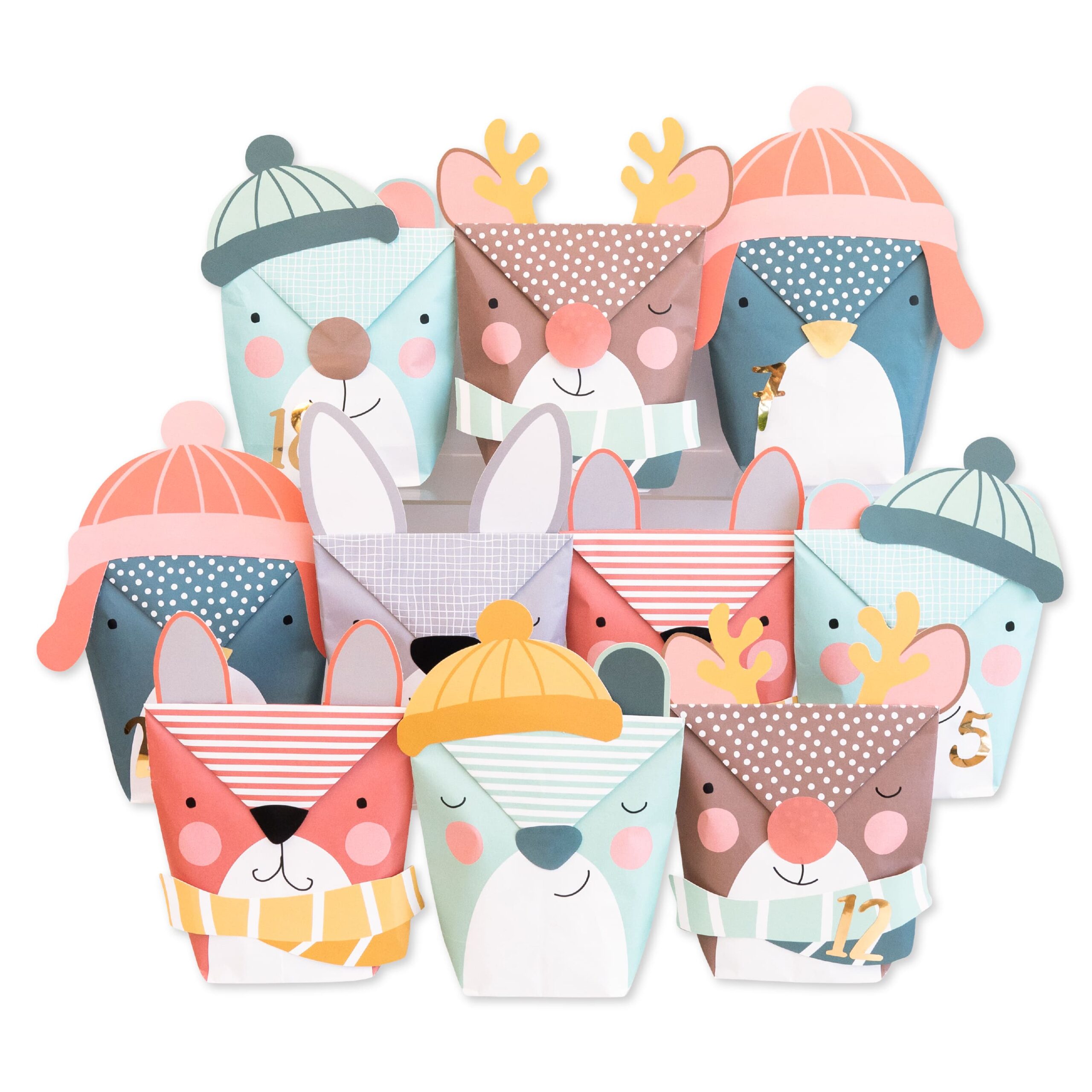 Advents Wintertiere - Tüten mit Standzteilen