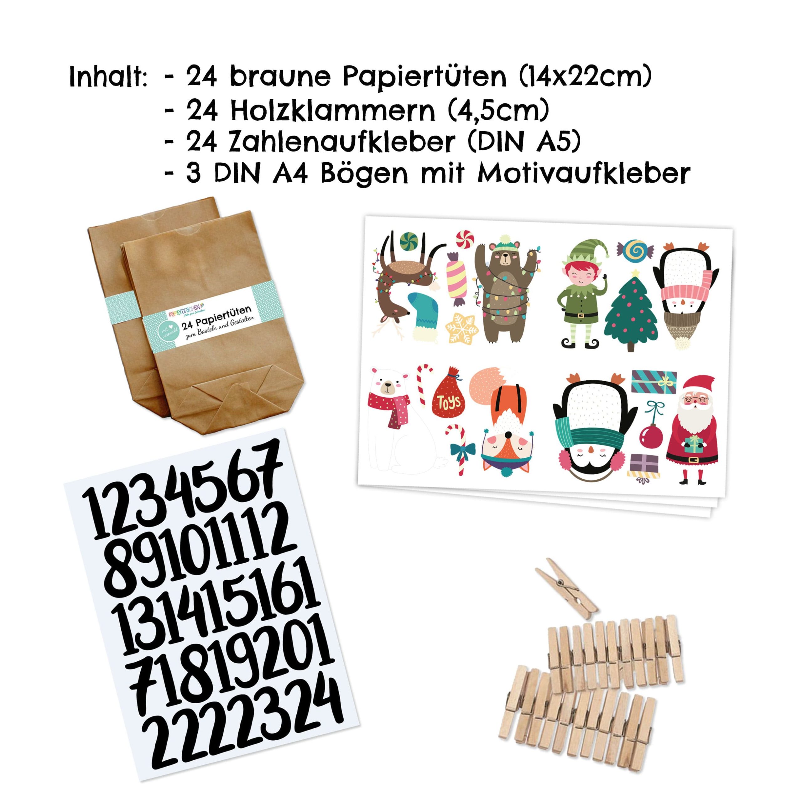 Adventskalenderset – Motiv Weihnachtstiere – Bild 3