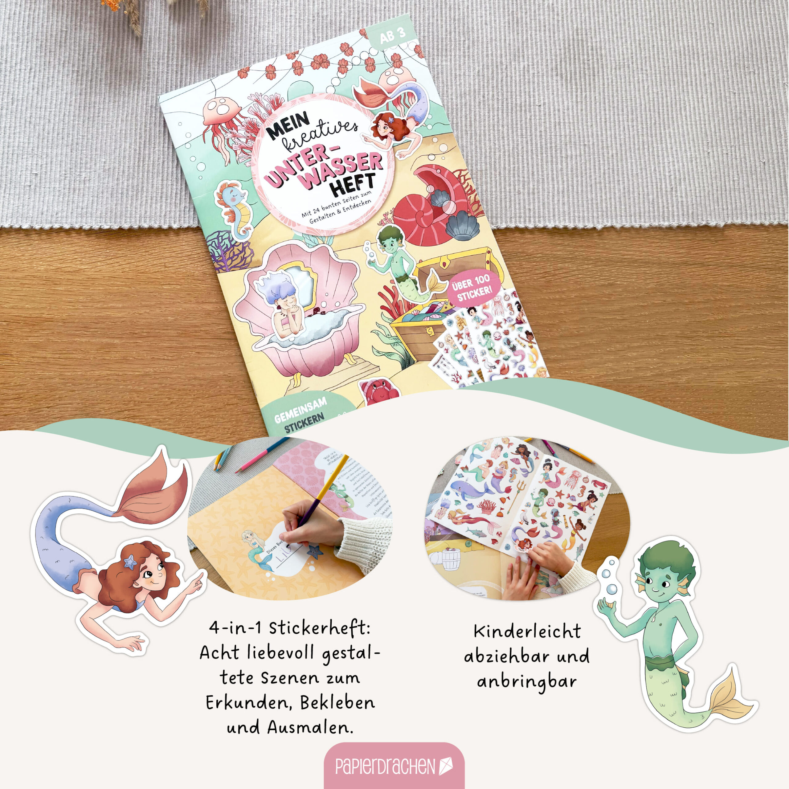 Mein kreatives Unterwasser Heft – Malen, Rätseln, Stickern – Bild 2