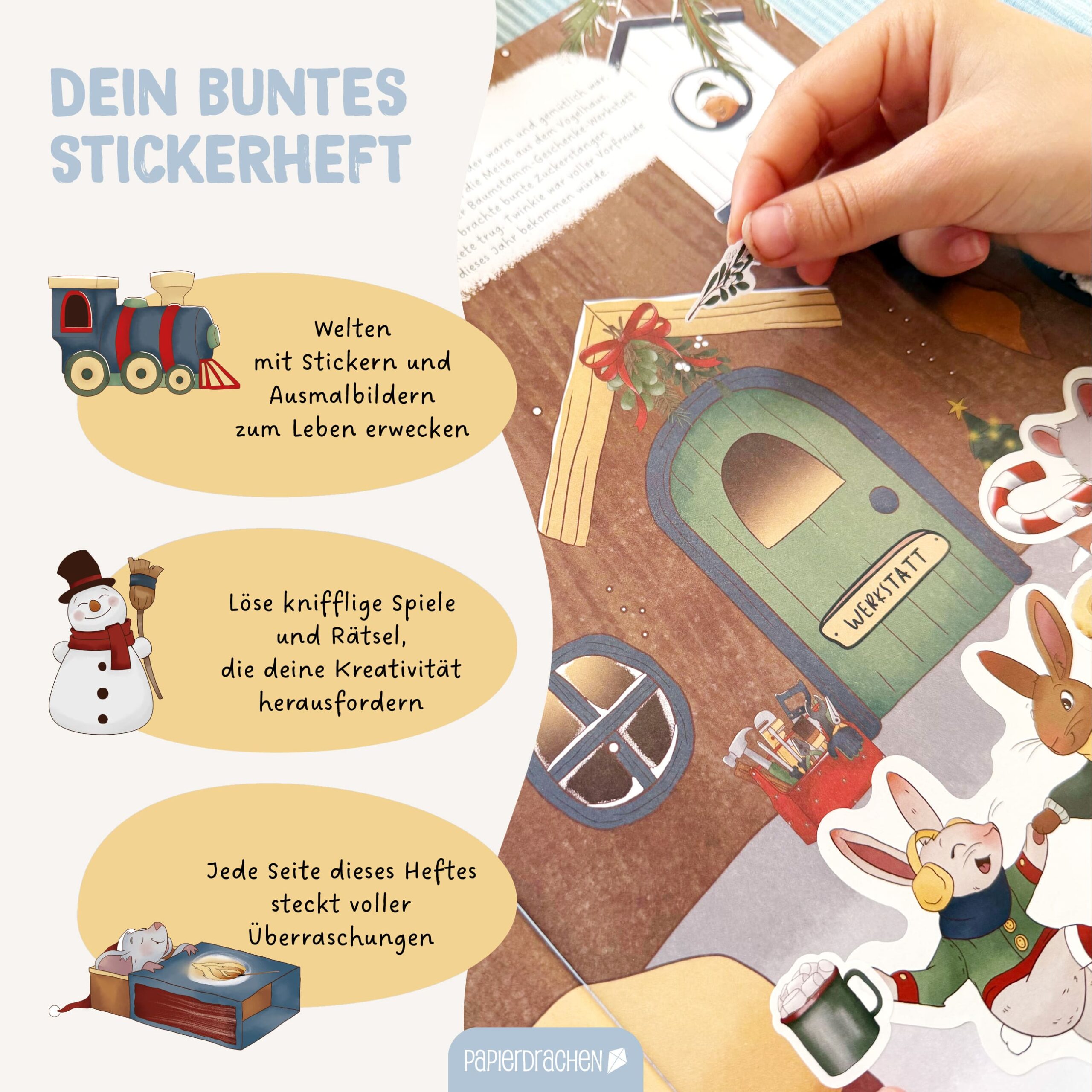 Mein kreatives Winterwelt Heft – Malen, Rätseln, Stickern – Bild 4