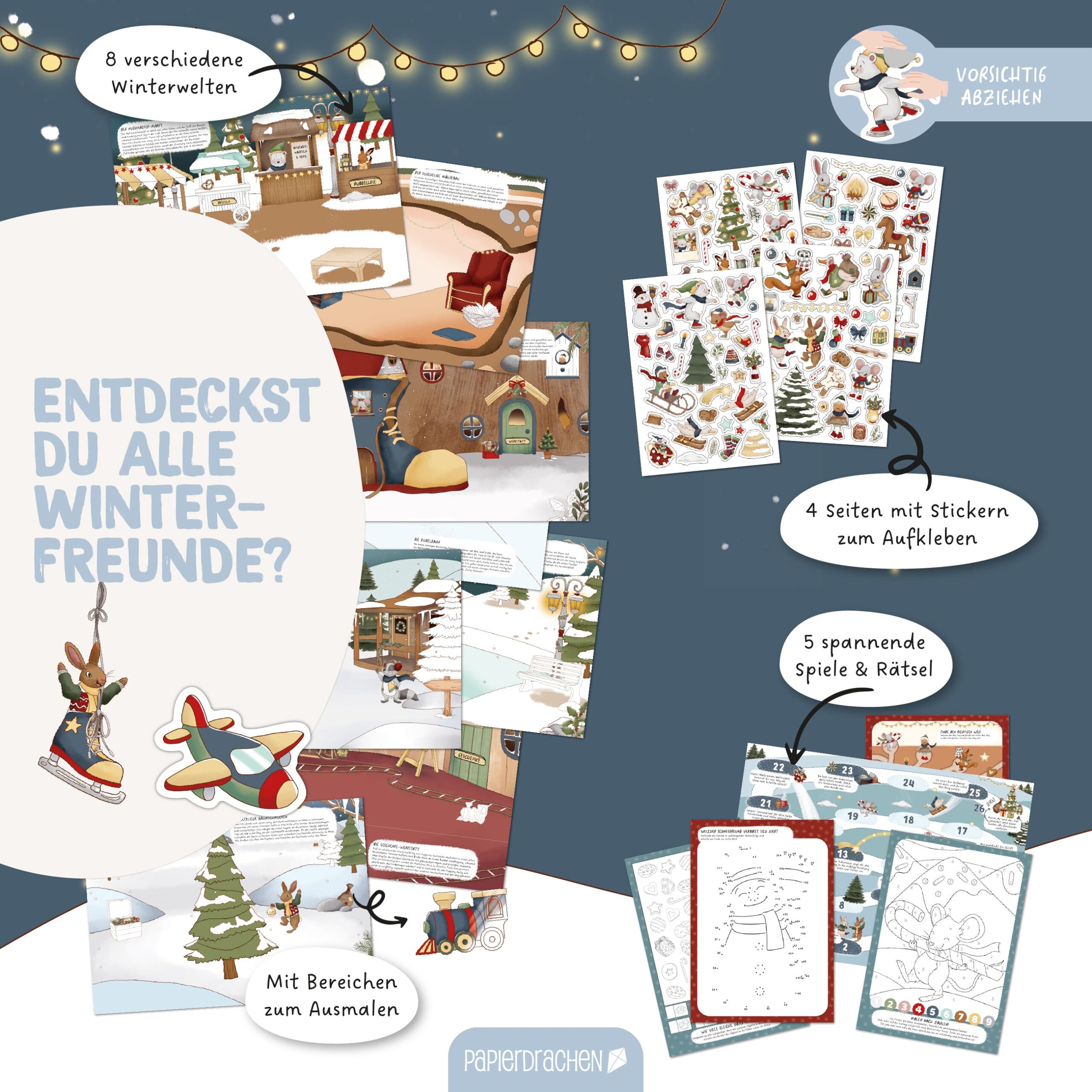 Mein kreatives Winterwelt Heft – Malen, Rätseln, Stickern – Bild 6