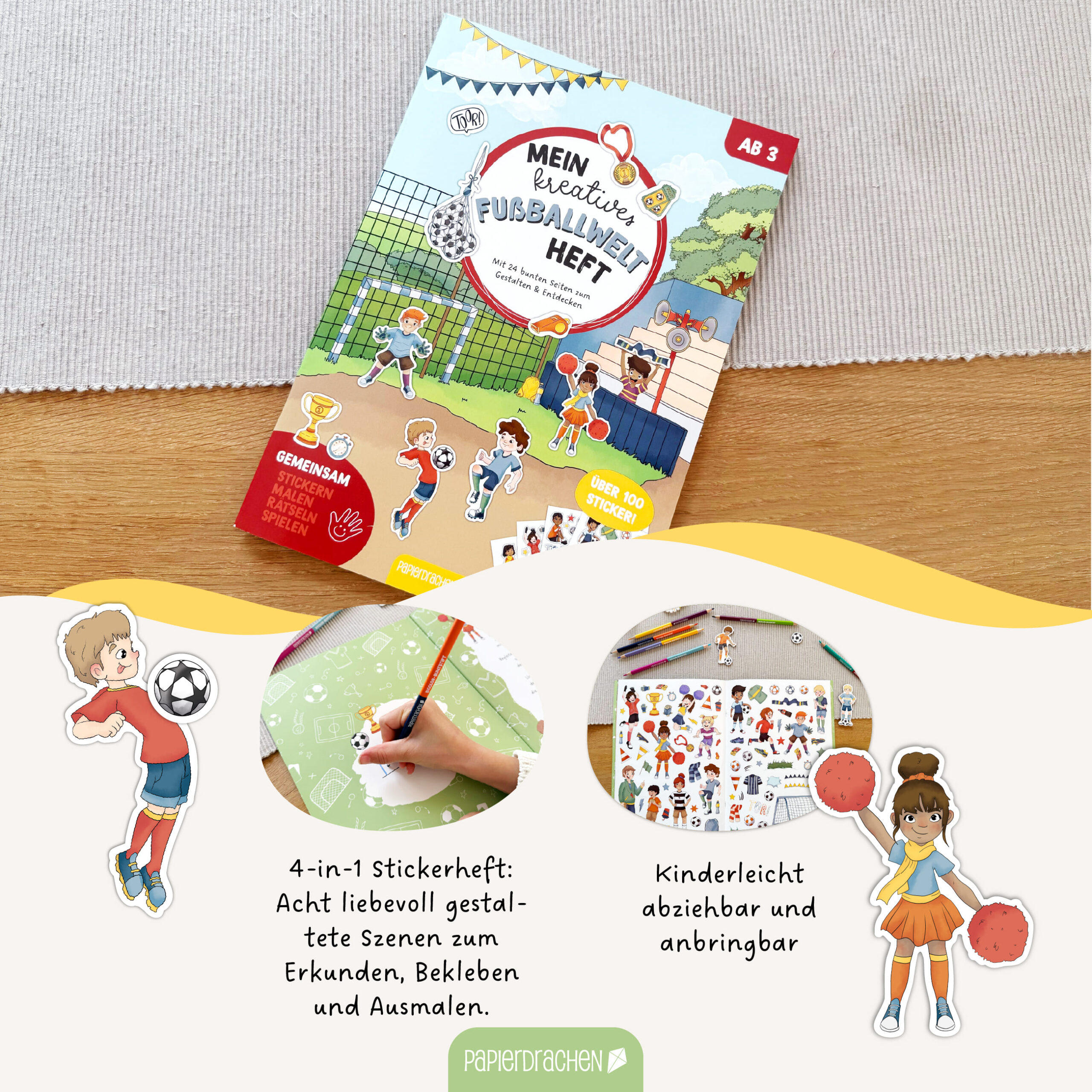 Mein kreatives Fussballwelt Heft – Malen, Rätseln, Stickern – Bild 2